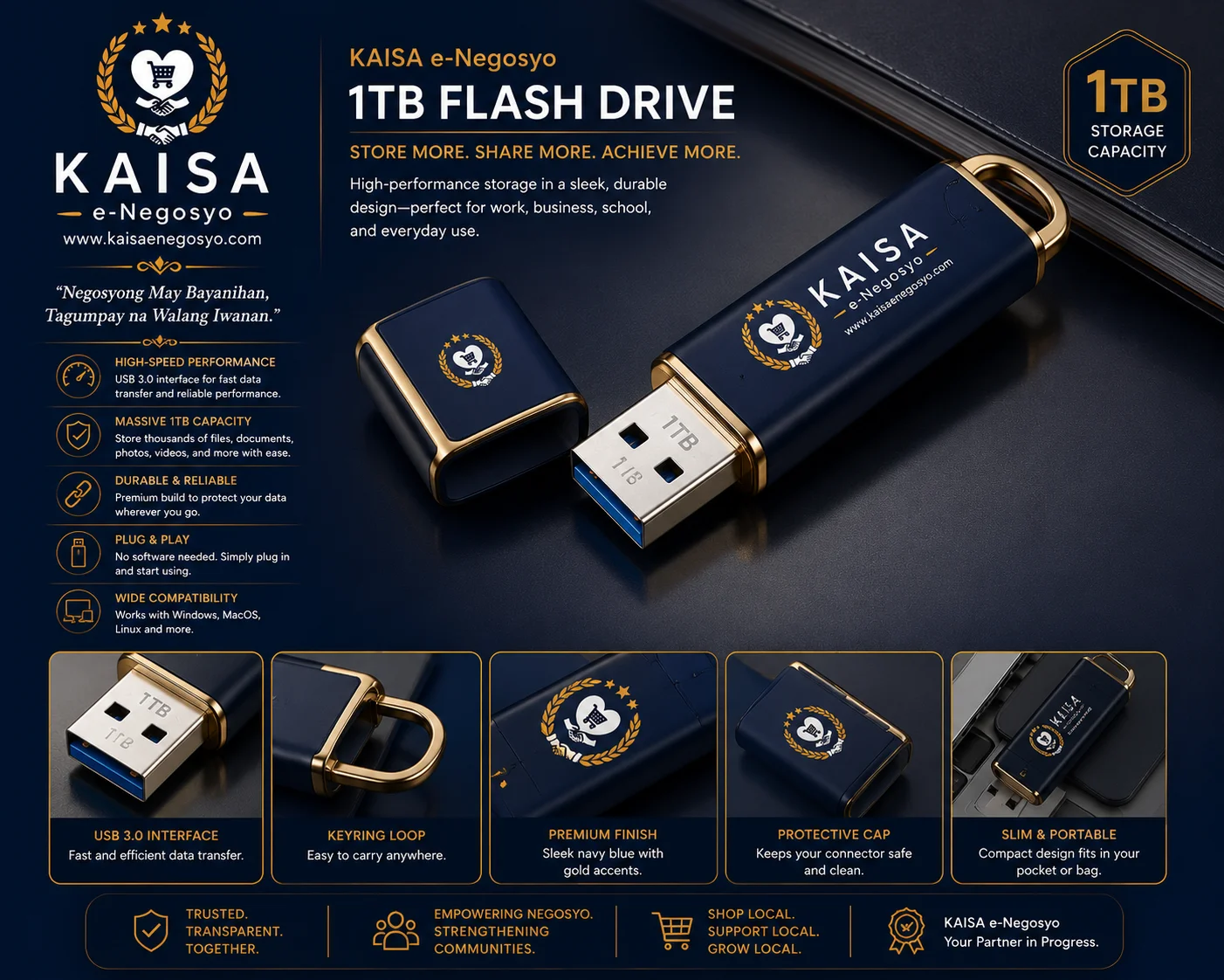 KAISA 1TB Flash Drive (Navy Blue)